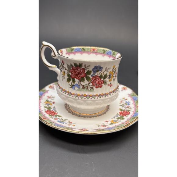 ￼Vintage Rosina Queens Bone China, Demitasse Teacup Cup Saucer Flowers Of Amaran - Picture 14 of 16
